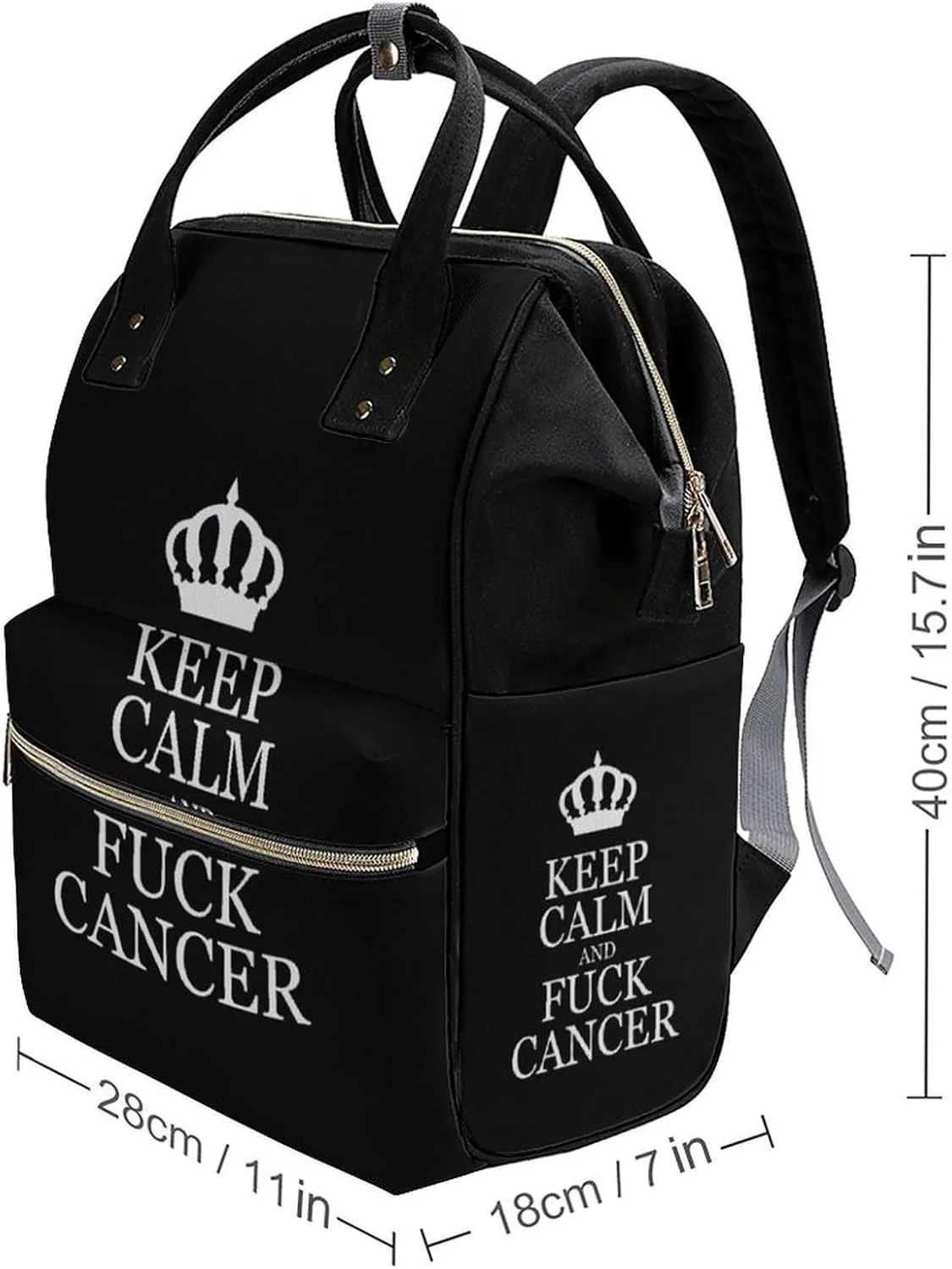 Keep Calm and Fuck Cancer Large Travel Bag Backpack Waterproof Bags for Women Back Pack with Bottle Pocket