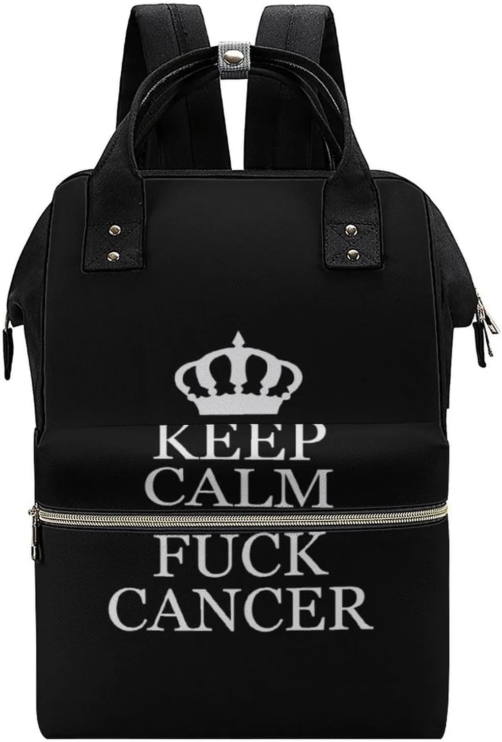 Keep Calm and Fuck Cancer Large Travel Bag Backpack Waterproof Bags for Women Back Pack with Bottle Pocket
