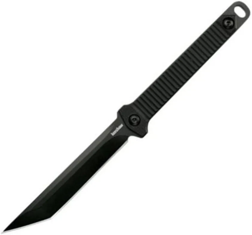Kershaw Dune Full Tang Neck Knife (4008X) Compact 3.8 3Cr13 Stainless Steel Fixed Blade with Black-Oxide Finish, Textured Injection Molded Handle, Secure Molded Sheath and Lanyard, 2.5 oz.