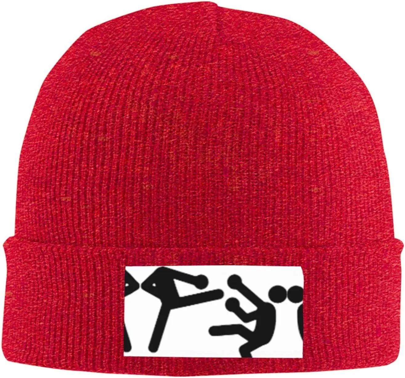 Kickboxing Print Knitted Hat,Beanie Hat Winter Warm Knit Cuffed Cap for Women Men