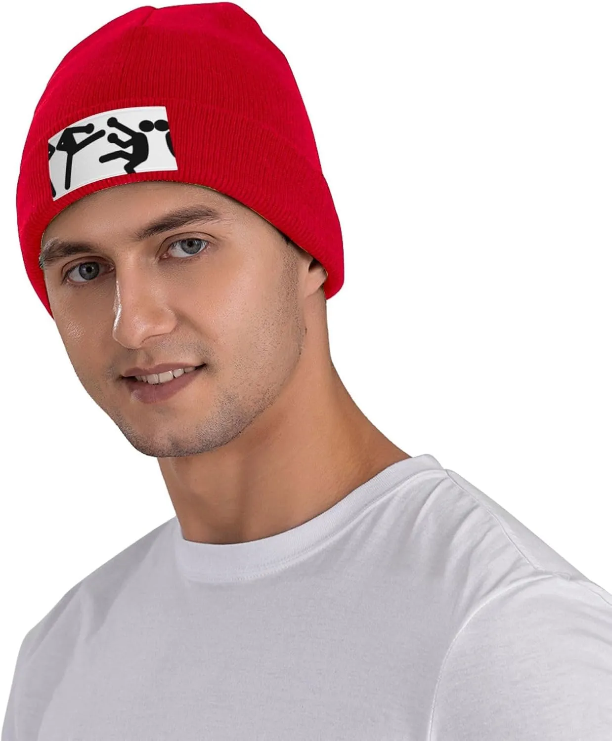 Kickboxing Print Knitted Hat,Beanie Hat Winter Warm Knit Cuffed Cap for Women Men