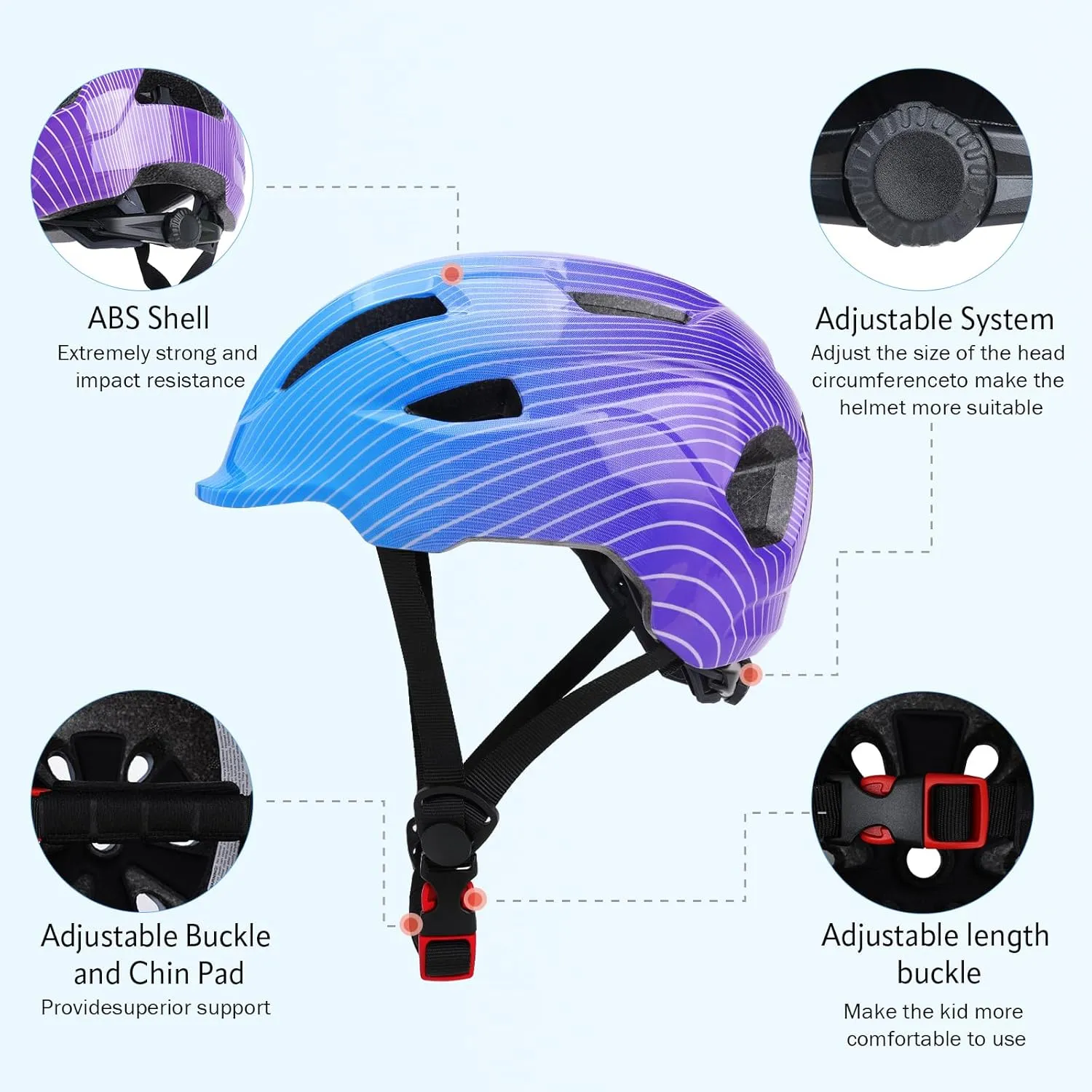 Kids Bike Helmet, Adjustable Toddler Helmets Ages 3-5/4-6/5-8 Girls & Boys, Safe Kids Helmet with Removable Liners for Youth Cycling/Skateboarding/Roller Inline Skating/Scooter