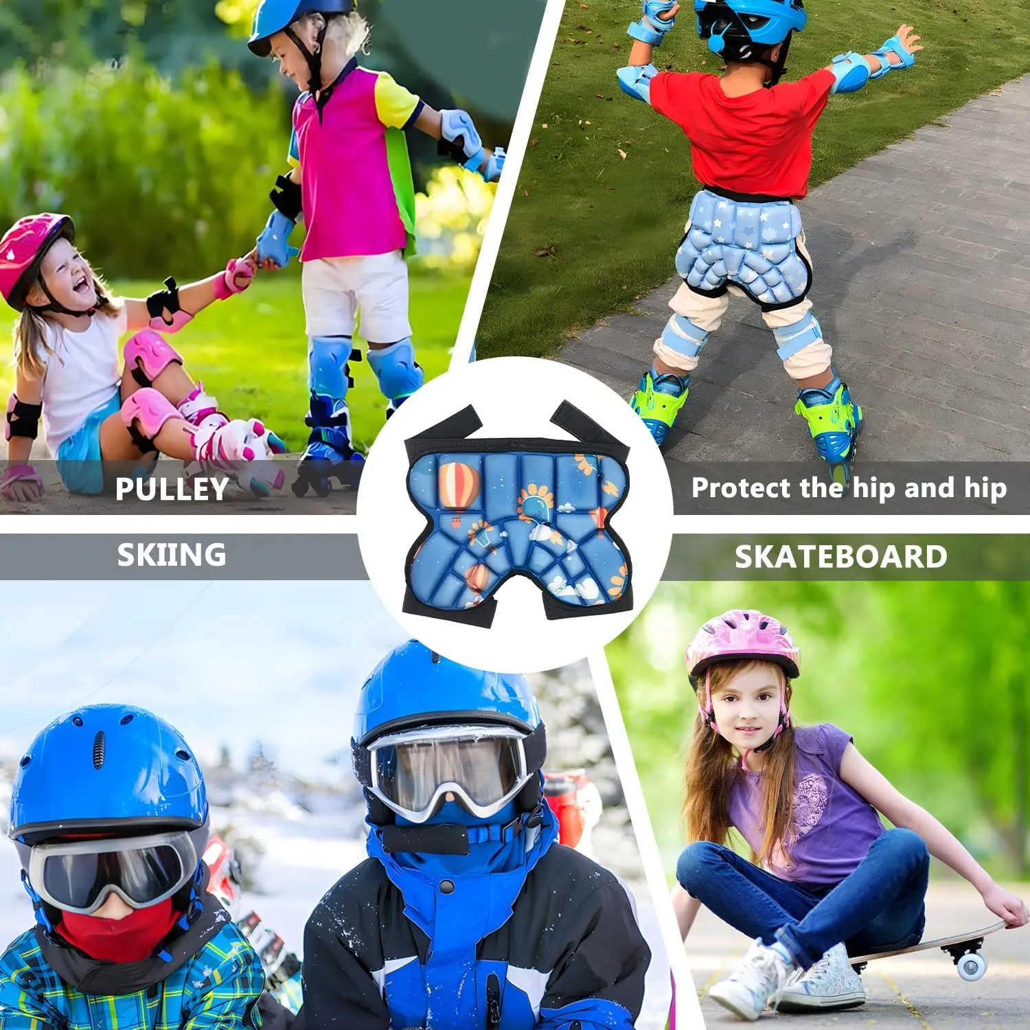 Kids Butt Pad for Skating Ski Snowboarding Roller Skate, Kids Hip Protector, Thickened Ski Butt Pad Padded Shorts for Winter Sports