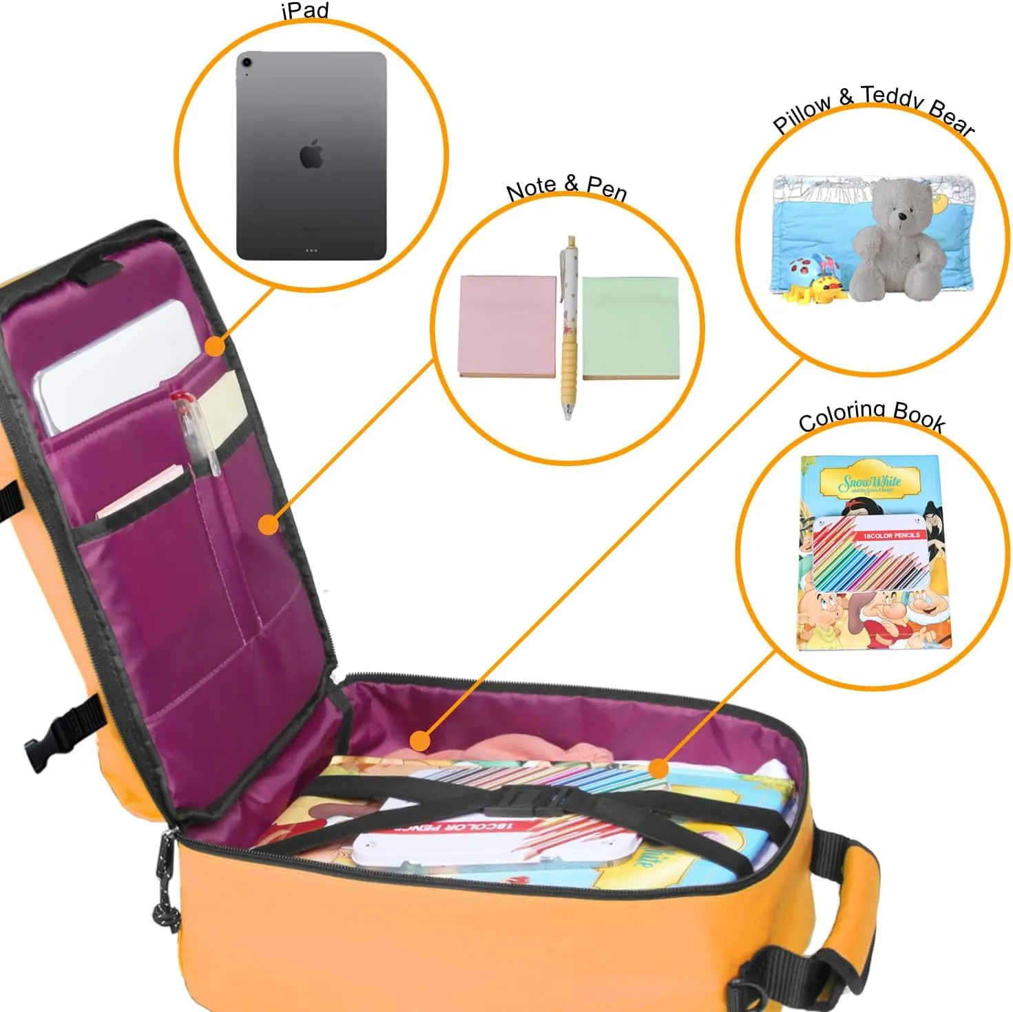 Kids Travel Backpack for Ages 3-6 | Lightweight Suitcase Style Carry-On | 10L Weekender with Tablet Sleeve & Chest Strap | Papaya