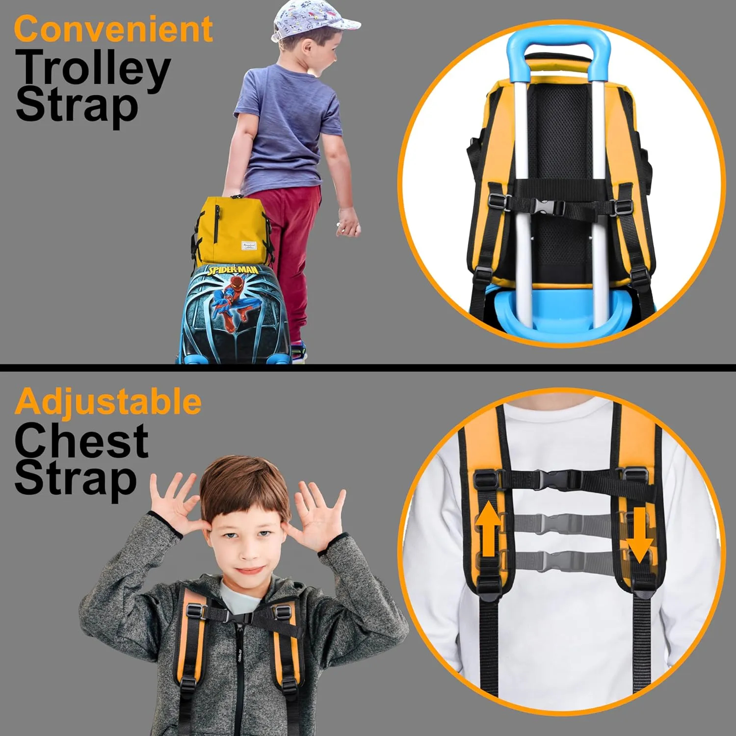 Kids Travel Backpack for Ages 3-6 | Lightweight Suitcase Style Carry-On | 10L Weekender with Tablet Sleeve & Chest Strap | Papaya