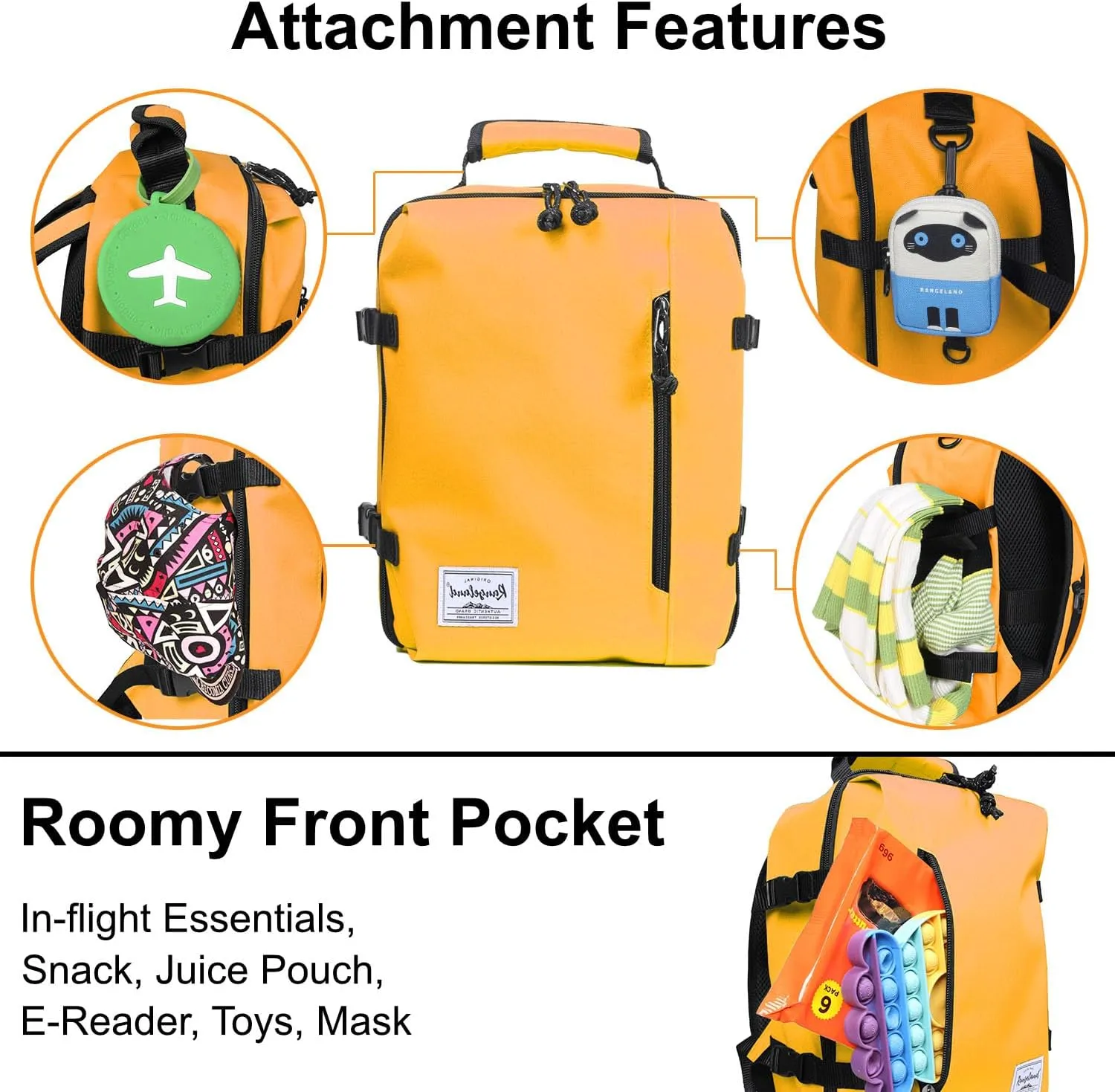 Kids Travel Backpack for Ages 3-6 | Lightweight Suitcase Style Carry-On | 10L Weekender with Tablet Sleeve & Chest Strap | Papaya