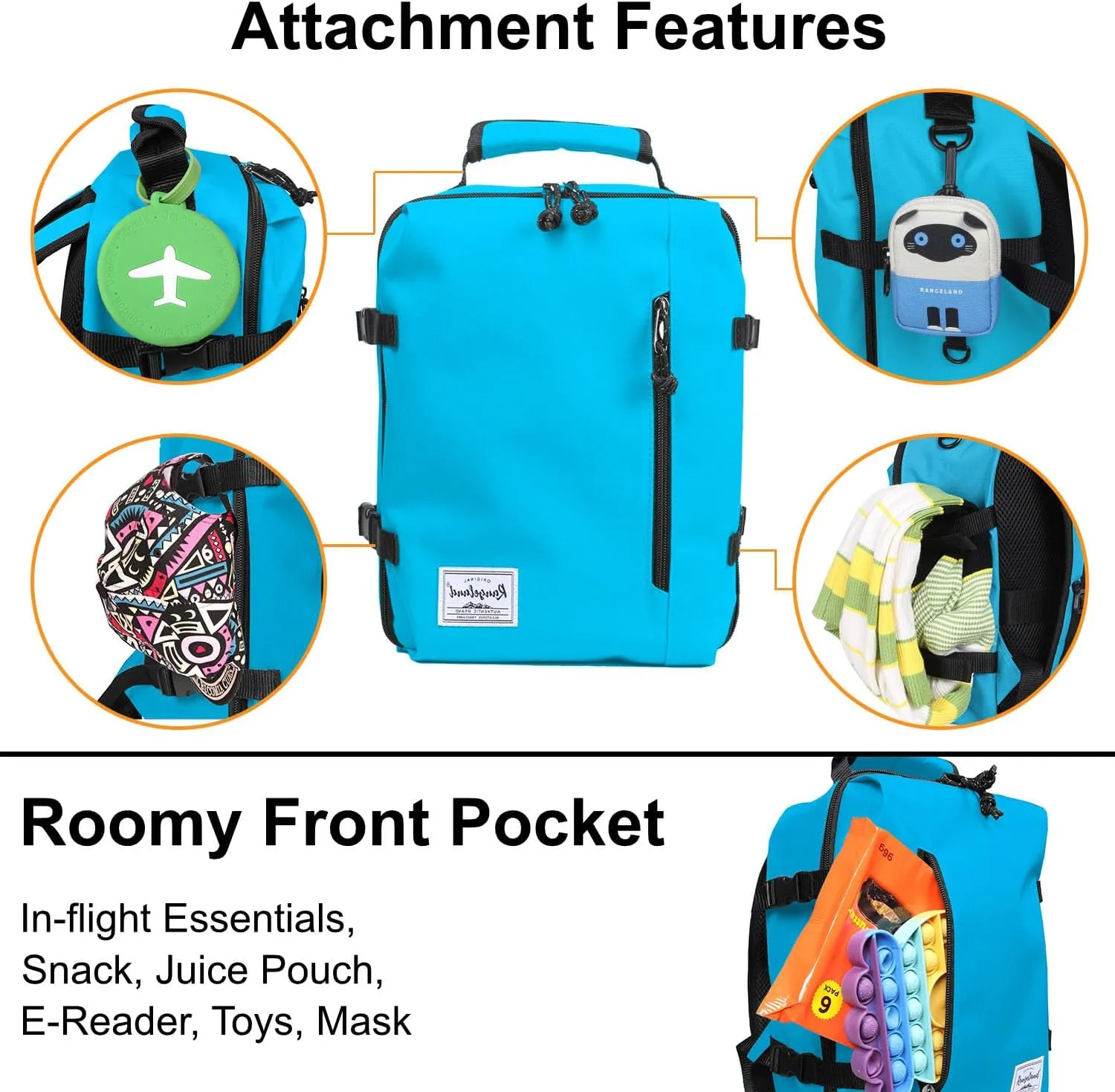 Kids Travel Backpack for Ages 3-6 | Lightweight Suitcase Style Carry-On | 10L Weekender with Tablet Sleeve & Chest Strap | Water Blue