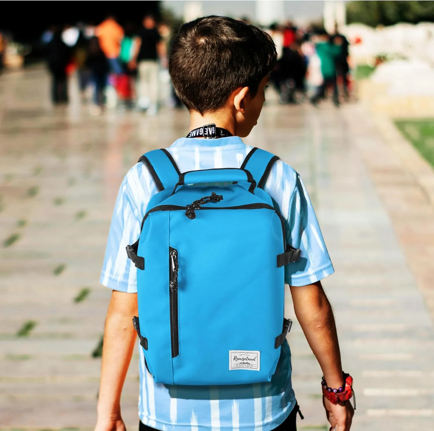 Kids Travel Backpack for Ages 3-6 | Lightweight Suitcase Style Carry-On | 10L Weekender with Tablet Sleeve & Chest Strap | Water Blue