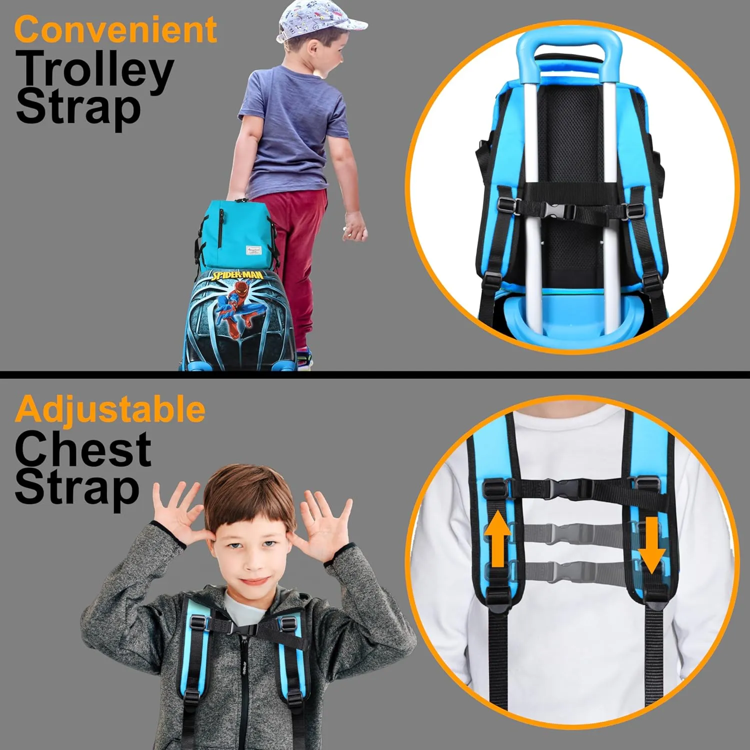 Kids Travel Backpack for Ages 3-6 | Lightweight Suitcase Style Carry-On | 10L Weekender with Tablet Sleeve & Chest Strap | Water Blue