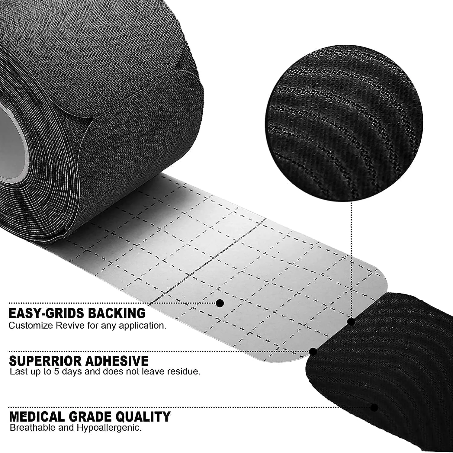 Kinesiology Tape Precut Elastic Sports Tape(3 Rolls) Waterproof, Latex Free Adhesive for Muscles Shin Splints Knee, Shoulder, Ankles, Back, Wrist, 2" x 19.7 feet, 24 Strips Per Roll (Beige)