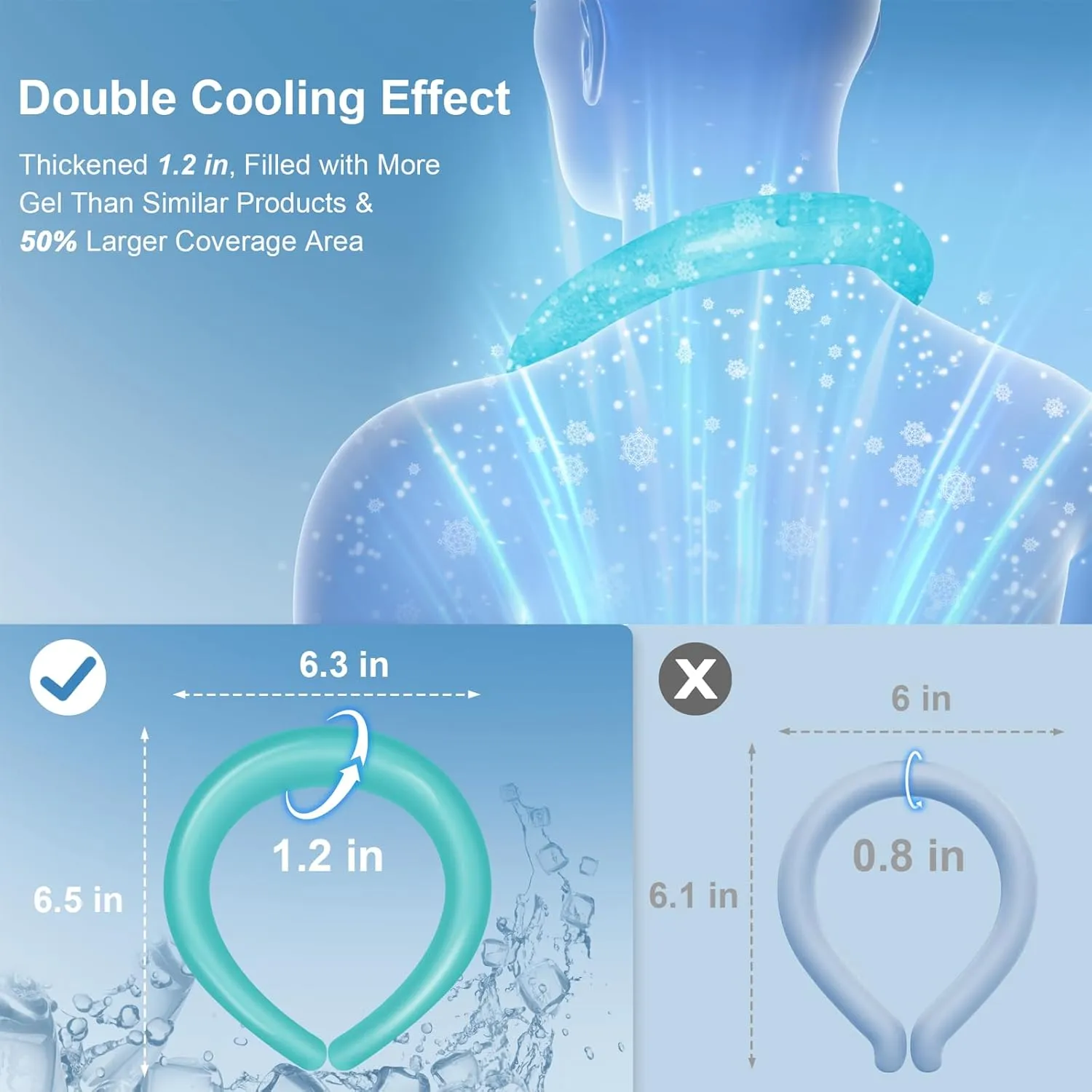 KingPavonini 2PCS Neck Cooling Tube with Insulated Bag for Long-Lasting, Lightweight Neck Ice Ring for Hot Weather, Reusable Gel Ice Ring Cooler for Outdoor Indoor, Relief for Hot Flashes Blue