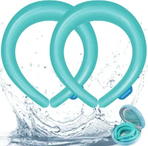 KingPavonini 2PCS Neck Cooling Tube with Insulated Bag for Long-Lasting, Lightweight Neck Ice Ring for Hot Weather, Reusable Gel Ice Ring Cooler for Outdoor Indoor, Relief for Hot Flashes Blue