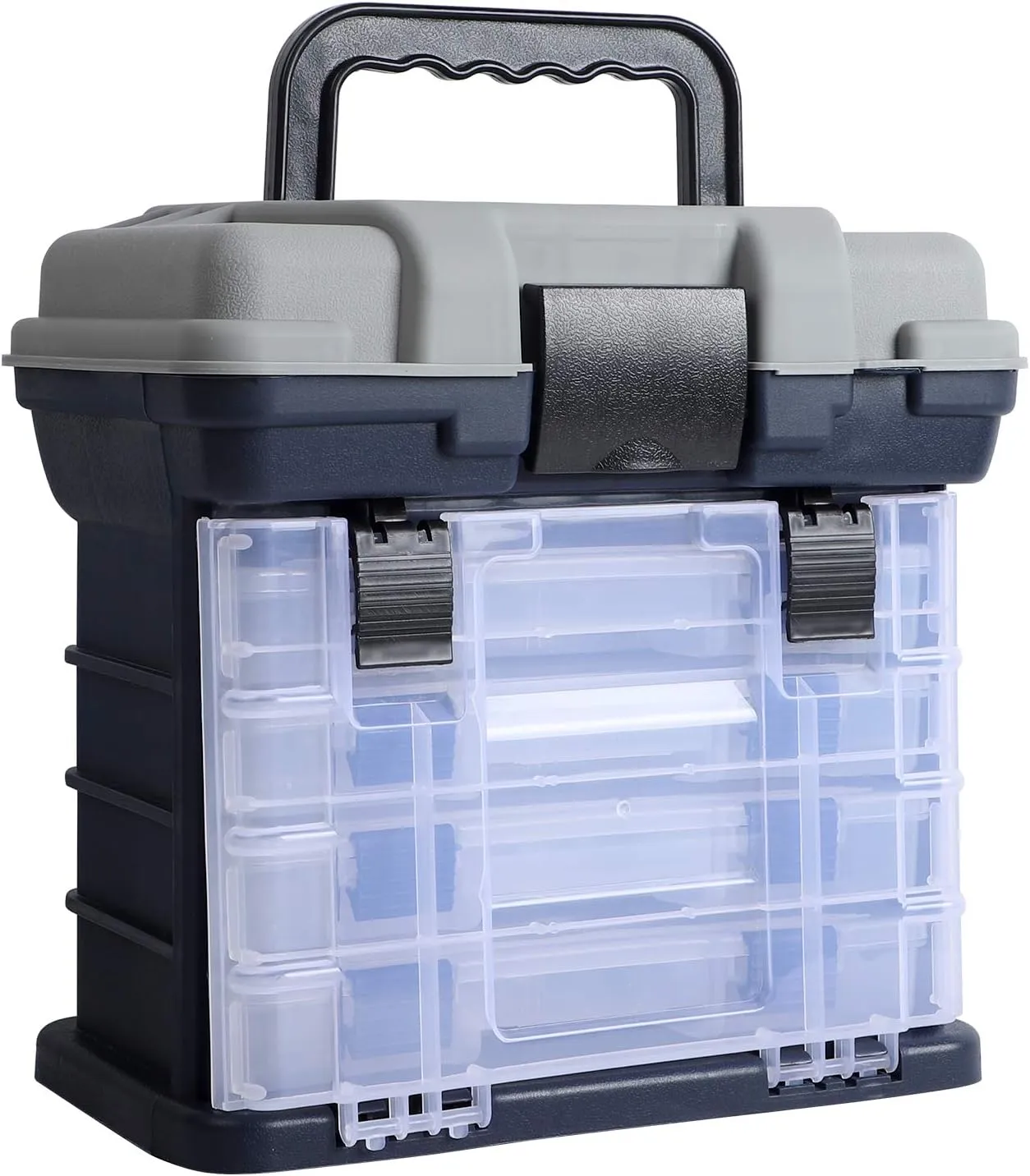KINJOEK Fishing Tackle Box Kit, Portable 4 Layers Fishing Accessory Box Case, Fishing Tackle Storage for Fresh Water and Salt Water