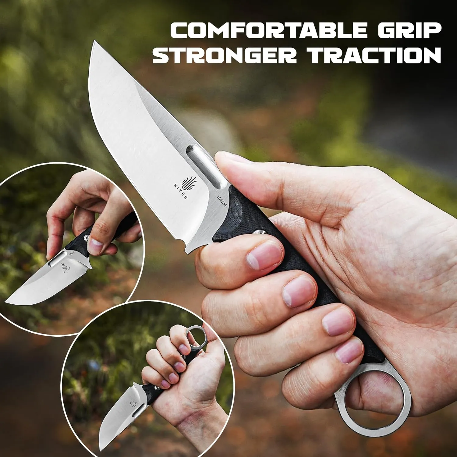 Kizer Cabox Fixed Blade Knife 3.36" 154CM Steel Fixed Blade Hunting Knife G10 Handle with Sheath for Survival Camping 1048C1