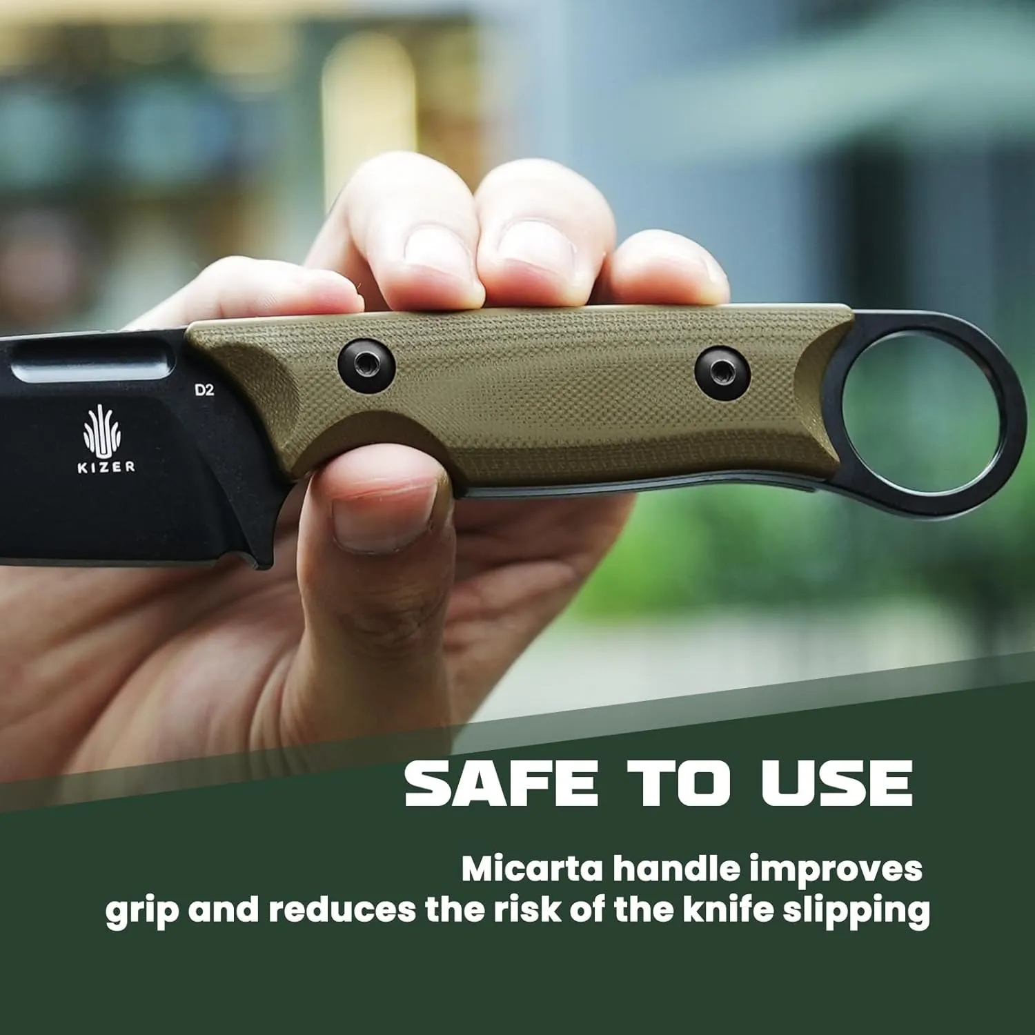 Kizer Cabox Fixed Blade Knife, 3.36" D2 Steel Fixed Blade Hunting Knife G10 Handle with Sheath, Survival Camping Knives 1048A3