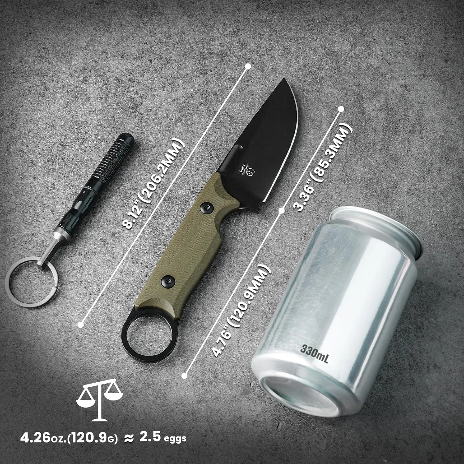 Kizer Cabox Fixed Blade Knife, 3.36" D2 Steel Fixed Blade Hunting Knife G10 Handle with Sheath, Survival Camping Knives 1048A3