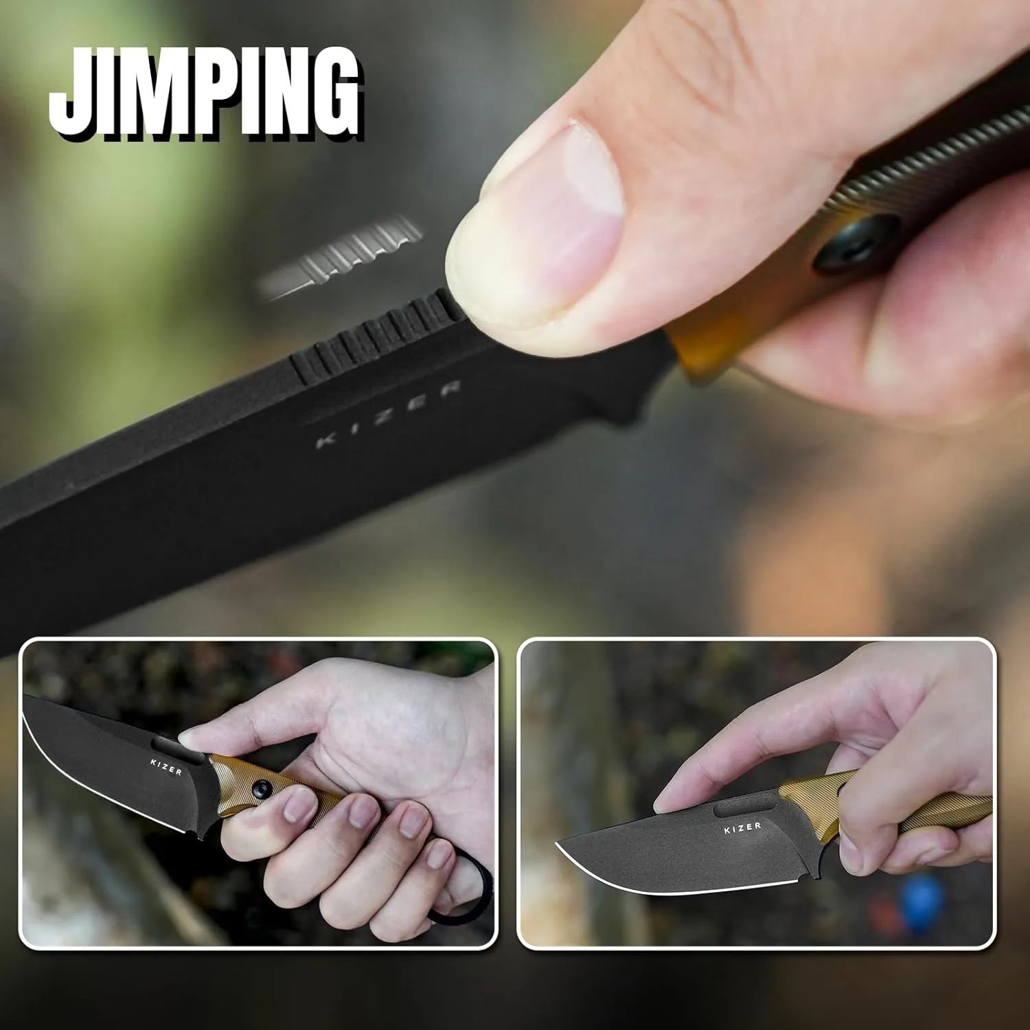 Kizer Cabox Fixed Blade Knife 3.36" Nitro V Steel Fixed Blade Hunting Knife PEI Handle with Sheath for Survival Camping Hunting 1048A6