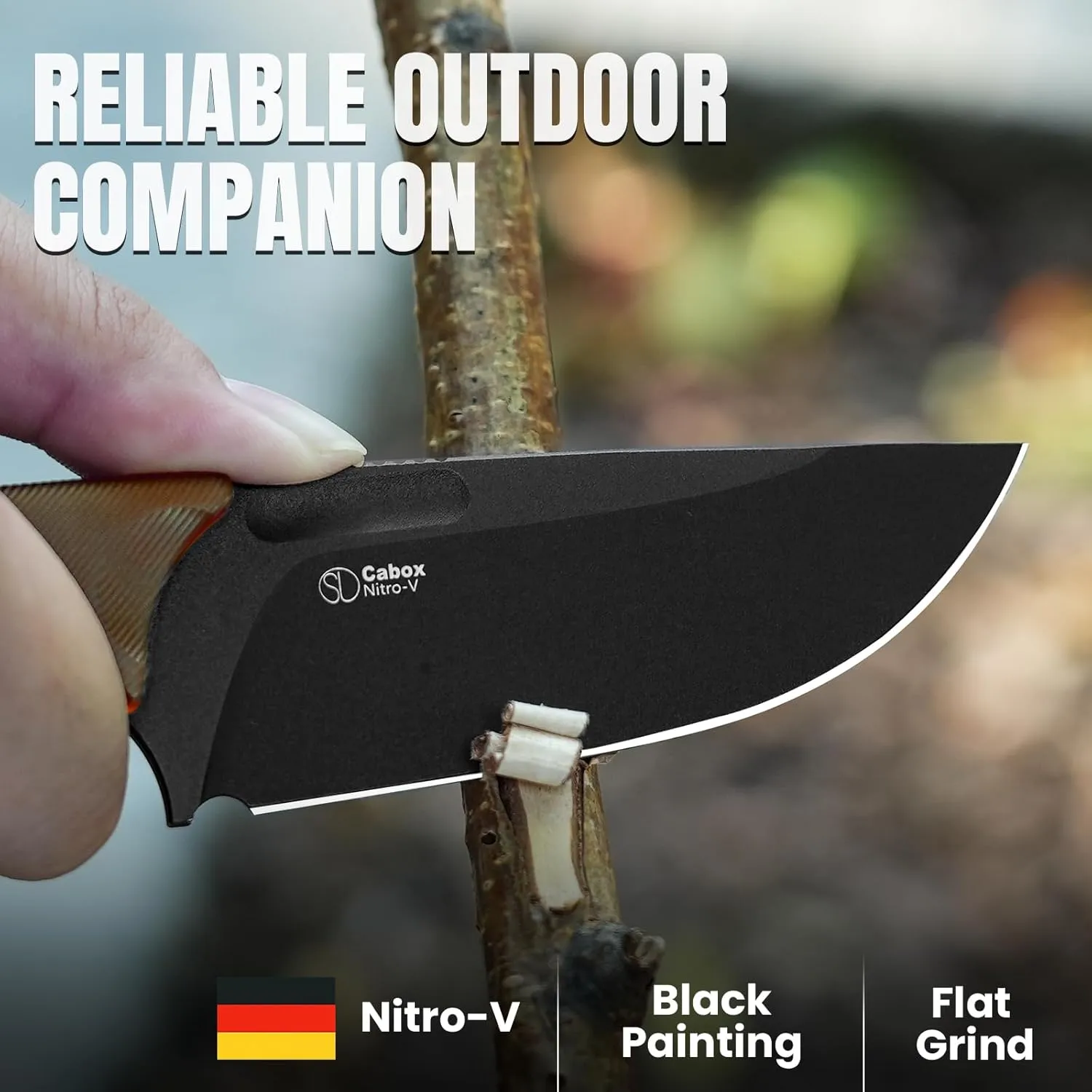 Kizer Cabox Fixed Blade Knife 3.36" Nitro V Steel Fixed Blade Hunting Knife PEI Handle with Sheath for Survival Camping Hunting 1048A6