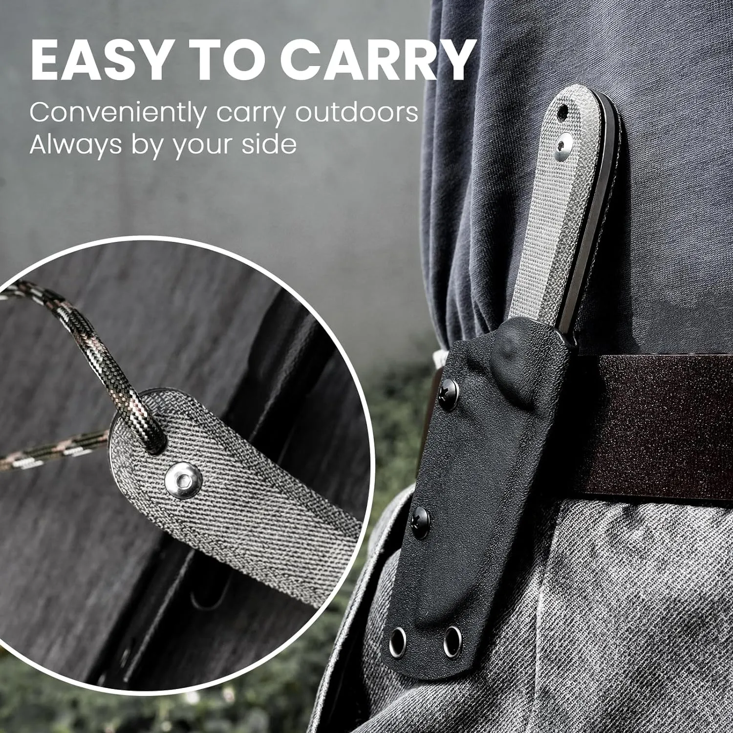 Kizer Deckhand Fixed Blade Hunting Knife with Sheath, D2 Blade Camping Knife G10 Micarta Handle Lightweight EDC Fixed Blade for Men Women Outdoor Enthusiasts, for Hunting Survival 1062A1