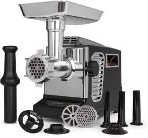 Klarstein Kraftprotz - electric meat grinder, power: 700 watts, blocking power: 1800 watts, copper motor, 2 speeds & reverse, aluminum bowl, stainless steel blade, black/silver