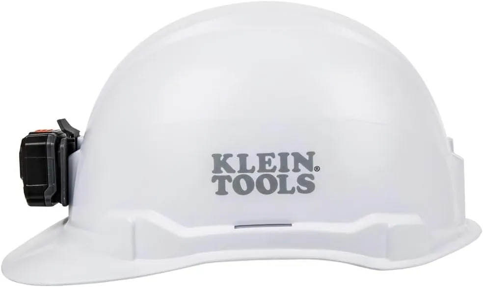 Klein Tools 60107RL Hard Hat, Rechargeable Headlamp, Non-Vented, Cap Style, Padded Self-Wicking Odor-Resistant Sweatband, Tested up to 20kV