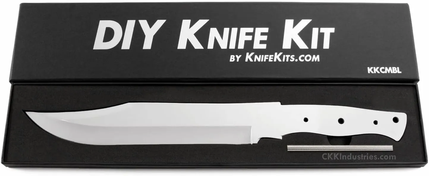 Knife Making Kit - Camp Master - DIY Fixed Blade - (Blade Blank & Pinstock) - (Gift Boxed) - (USA Design) - (by KnifeKits)
