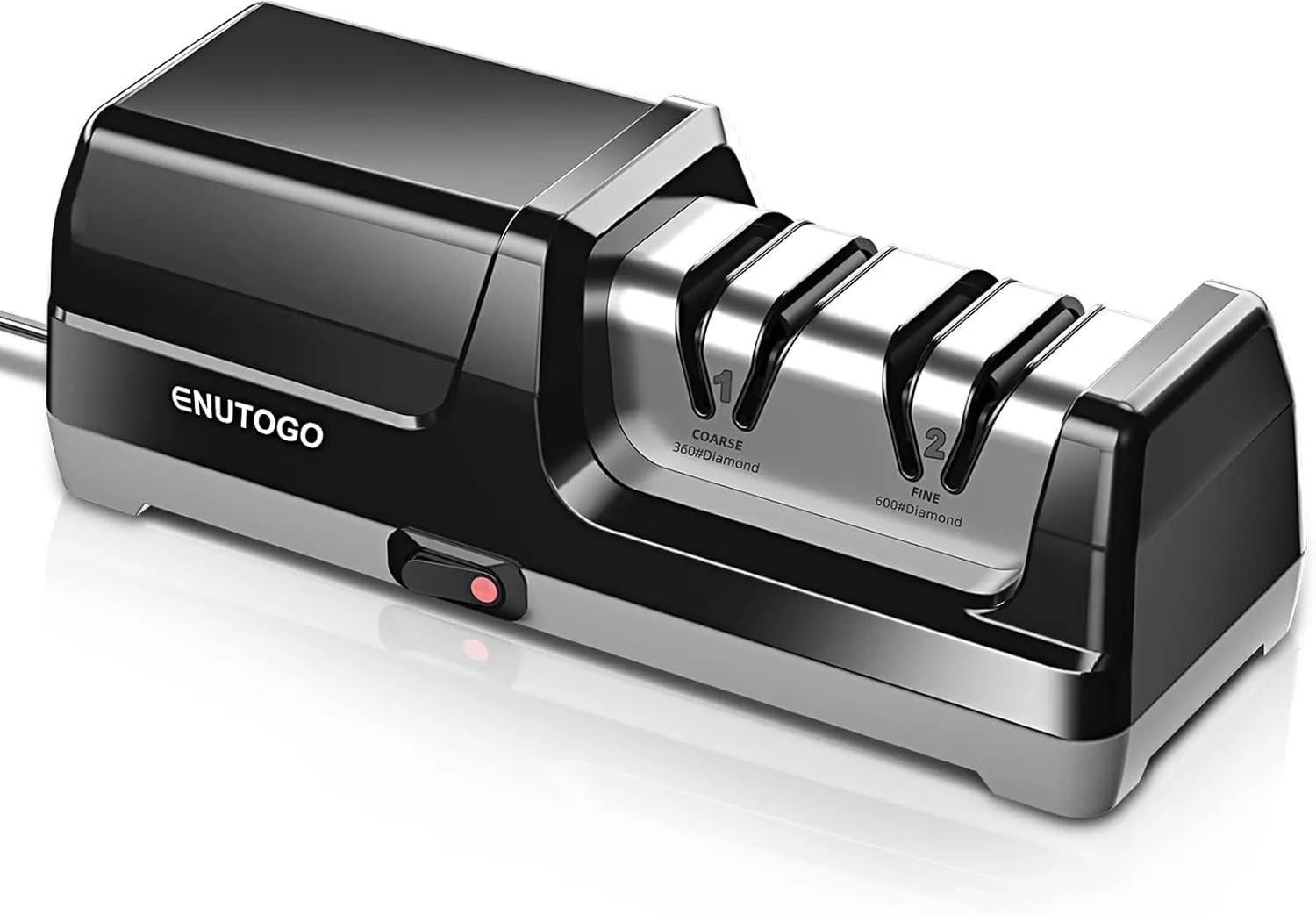 Knife Sharpener, Professional 2-Stages Eleltric Knife Sharpeners with Diamond Abrasives for 20-Degree Straight Edge, Knife Sharpener for Kitchen Knives with Sharpening and Polishing, Black