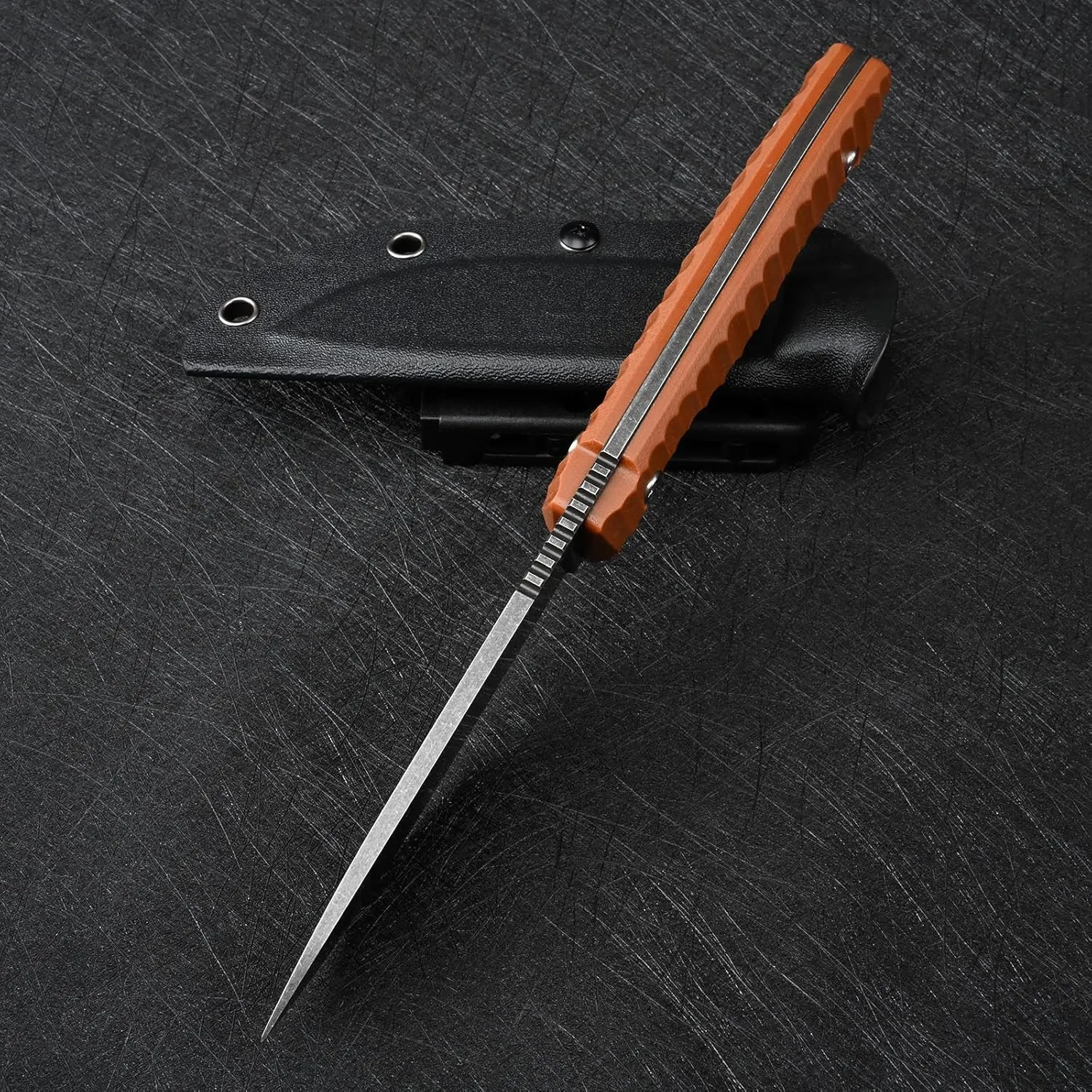 Knives 14C28N Steel Tactical Fixed Blade Knife with kydex sheath for Men EDC Outdoor Camping Survival Hunting (Black brown)