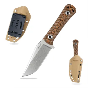 Knives DC53 Steel EDC Tactical Fixed Blade Knife G10 Handle with kydex sheath for Men Camping Survival Hunting Outdoor (White Brown)