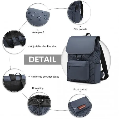 Kono Water-Resistant Urban Geometric Backpack with Laptop Compartment - Blue