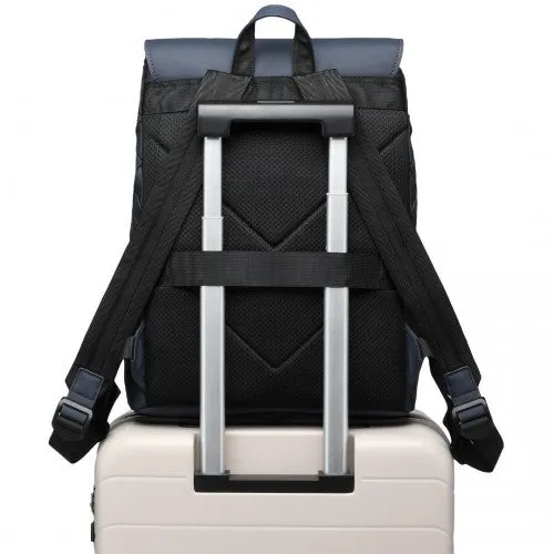 Kono Water-Resistant Urban Geometric Backpack with Laptop Compartment - Blue
