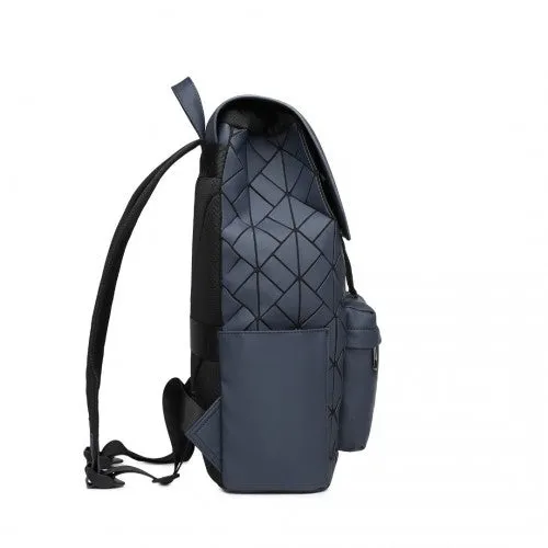 Kono Water-Resistant Urban Geometric Backpack with Laptop Compartment - Blue