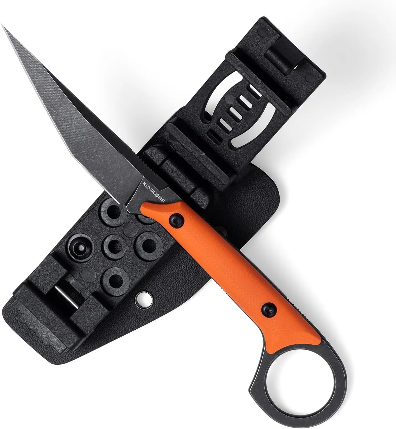 KS527 Fixed Blade Knife, D2 Blade G10 Handle for Men Women, with Kydex Sheath, Utility Knife for EDC Survival Hiking Camping Outdoor Everyday (Orange)