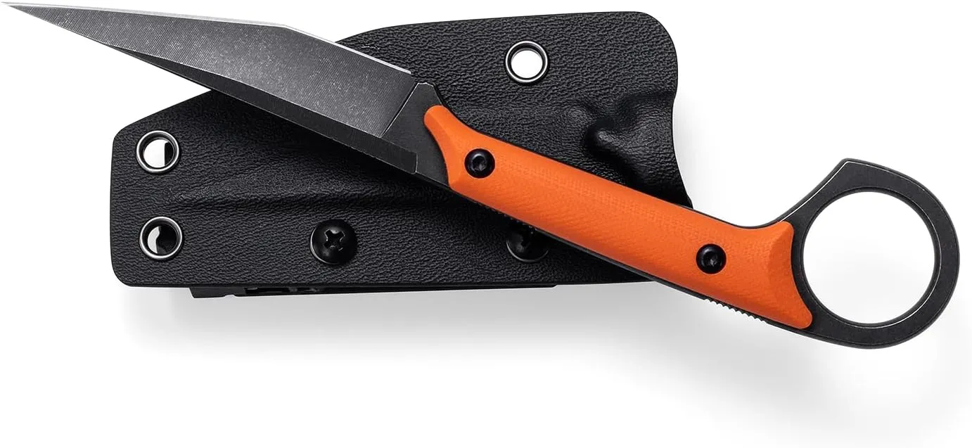 KS527 Fixed Blade Knife, D2 Blade G10 Handle for Men Women, with Kydex Sheath, Utility Knife for EDC Survival Hiking Camping Outdoor Everyday (Orange)