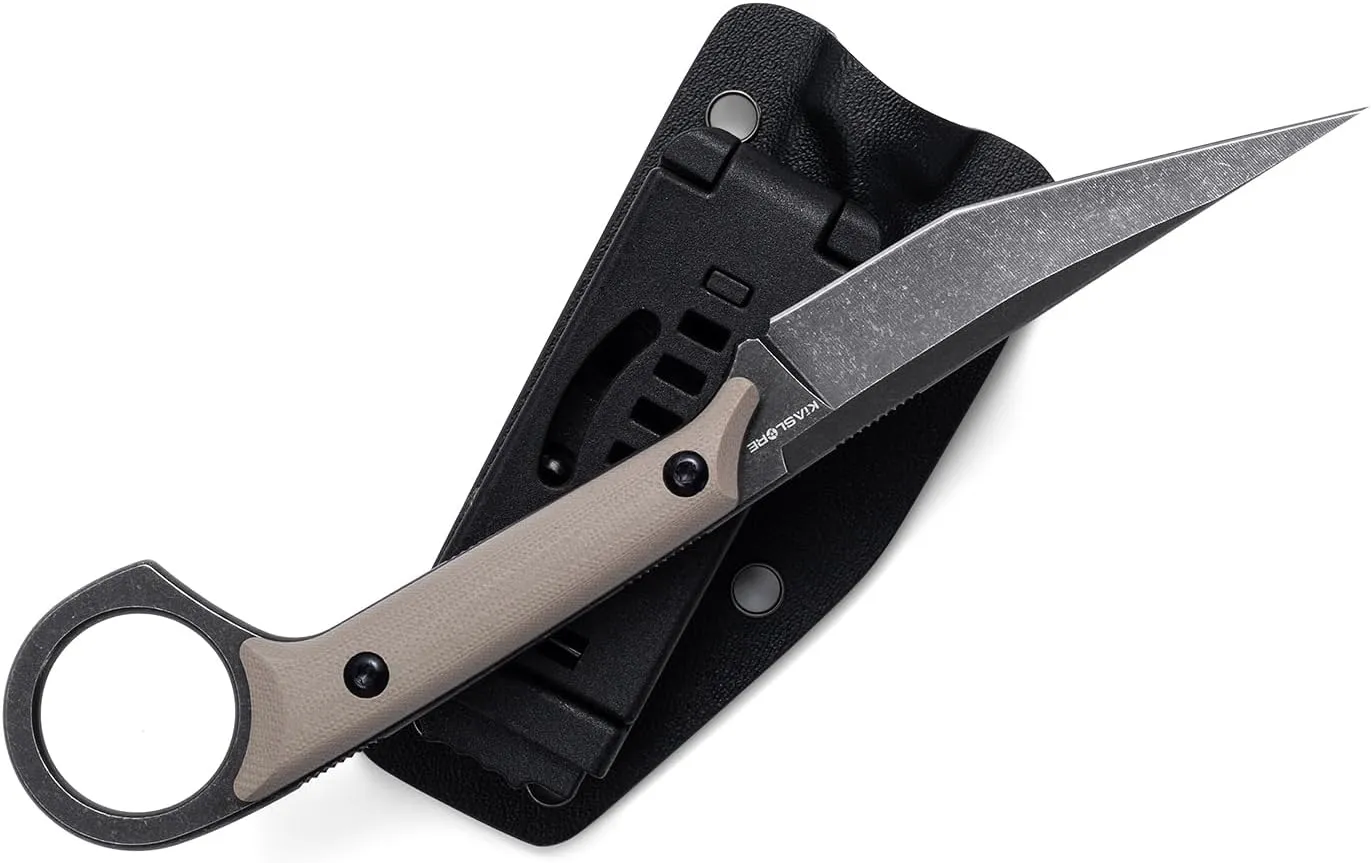KS527 Fixed Blade Knife, D2 Blade G10 Handle for Men Women, with Kydex Sheath, Utility Knife for EDC Survival Hiking Camping Outdoor Everyday (Tan)