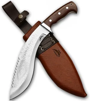 Kukri Machete Knife with Sheath Full Tang- Fixed Blade Cool Tool for Bushcraft and Camping- Best Handmade Gift for Men