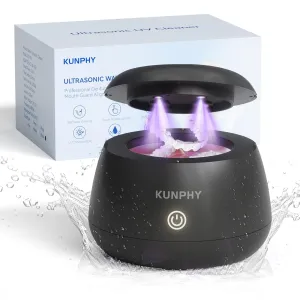 KUNPHY Ultrasonic Retainer Cleaner, 48kHz Denture Cleaner Machine with Cleaning Tablets, Water-Proof Dental Cleaning Pod for Deep Cleaning Night Guard, Mouth Guard, Aligner, Jewelry, Matte Black