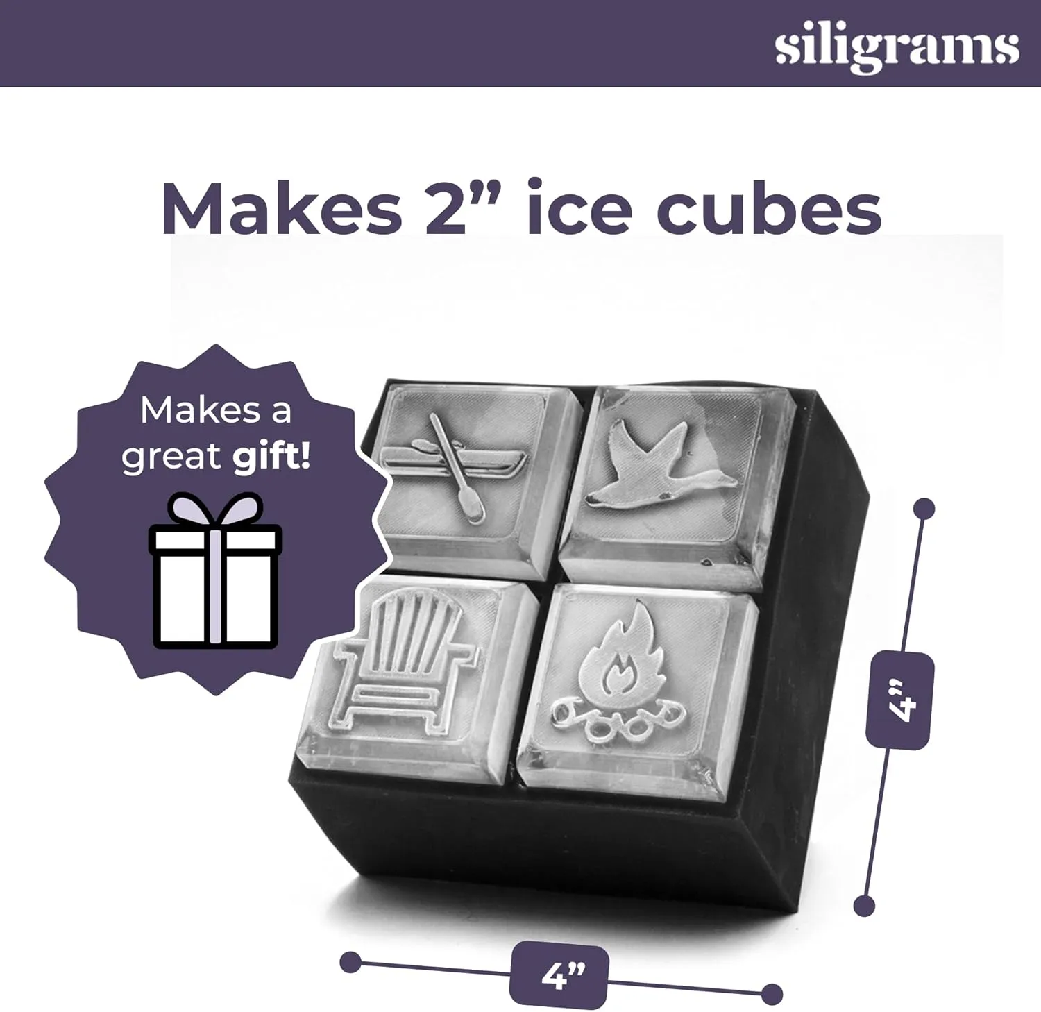Lake Ice Cube Mold – 2” Custom Whiskey & Cocktail Ice Tray – Personalized Silicone Ice Cube Mold – Gift for Lake House Owners, Boaters & Nature Lovers – Reusable Ice Mold