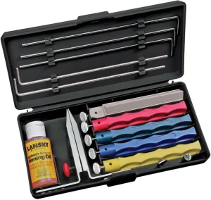 Lansky Professional Knife Sharpening System: 5-Stone Ceramic Knife Sharpener Kit with Honing Oil - LKCPR