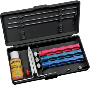 Lansky Standard Knife Sharpening System: 3-Stone Ceramic Knife Sharpener Kit with Honing Oil - LKC03