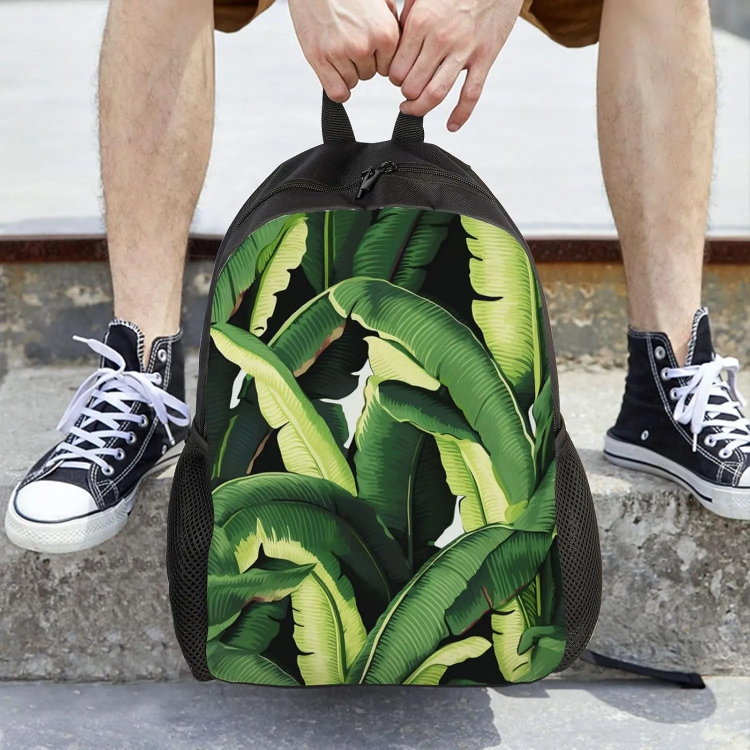 Laptop Backpack for Women Men Carry-on Backpack Tropical Banana Palm Leaves Daypack Lightweight Travel Shoulder Bags