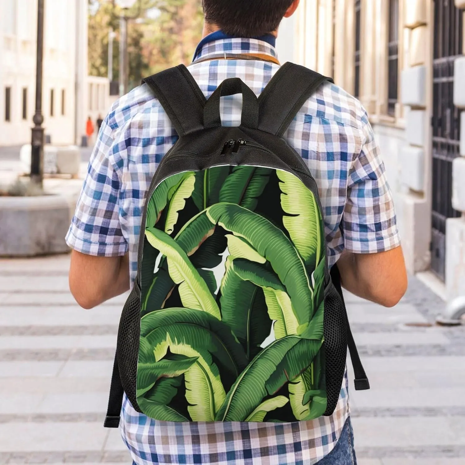Laptop Backpack for Women Men Carry-on Backpack Tropical Banana Palm Leaves Daypack Lightweight Travel Shoulder Bags