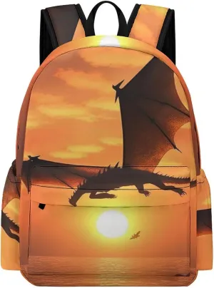 Laptop Backpack for Women Men Daypack Waterproof Sea Sunset Flying Dragon Computer Bag Business Work Bag for Travel