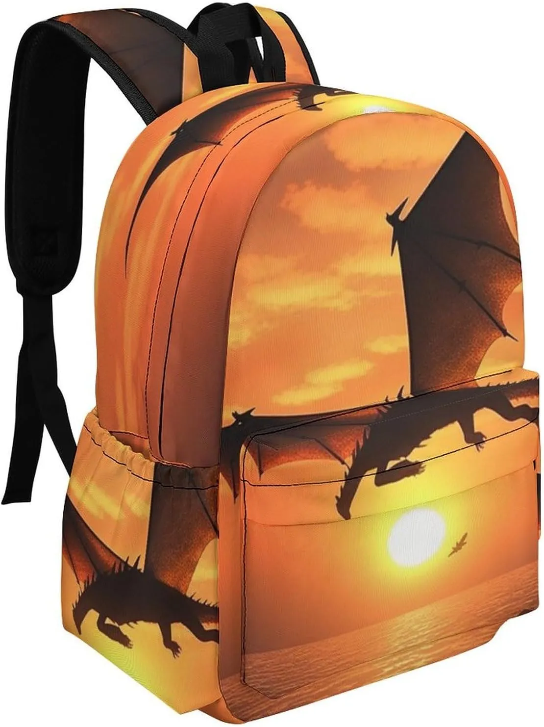Laptop Backpack for Women Men Daypack Waterproof Sea Sunset Flying Dragon Computer Bag Business Work Bag for Travel