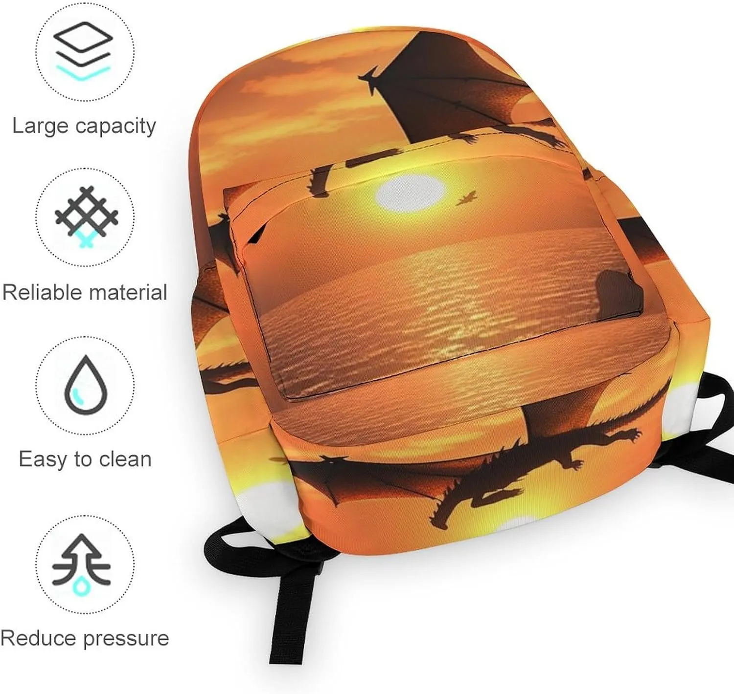 Laptop Backpack for Women Men Daypack Waterproof Sea Sunset Flying Dragon Computer Bag Business Work Bag for Travel