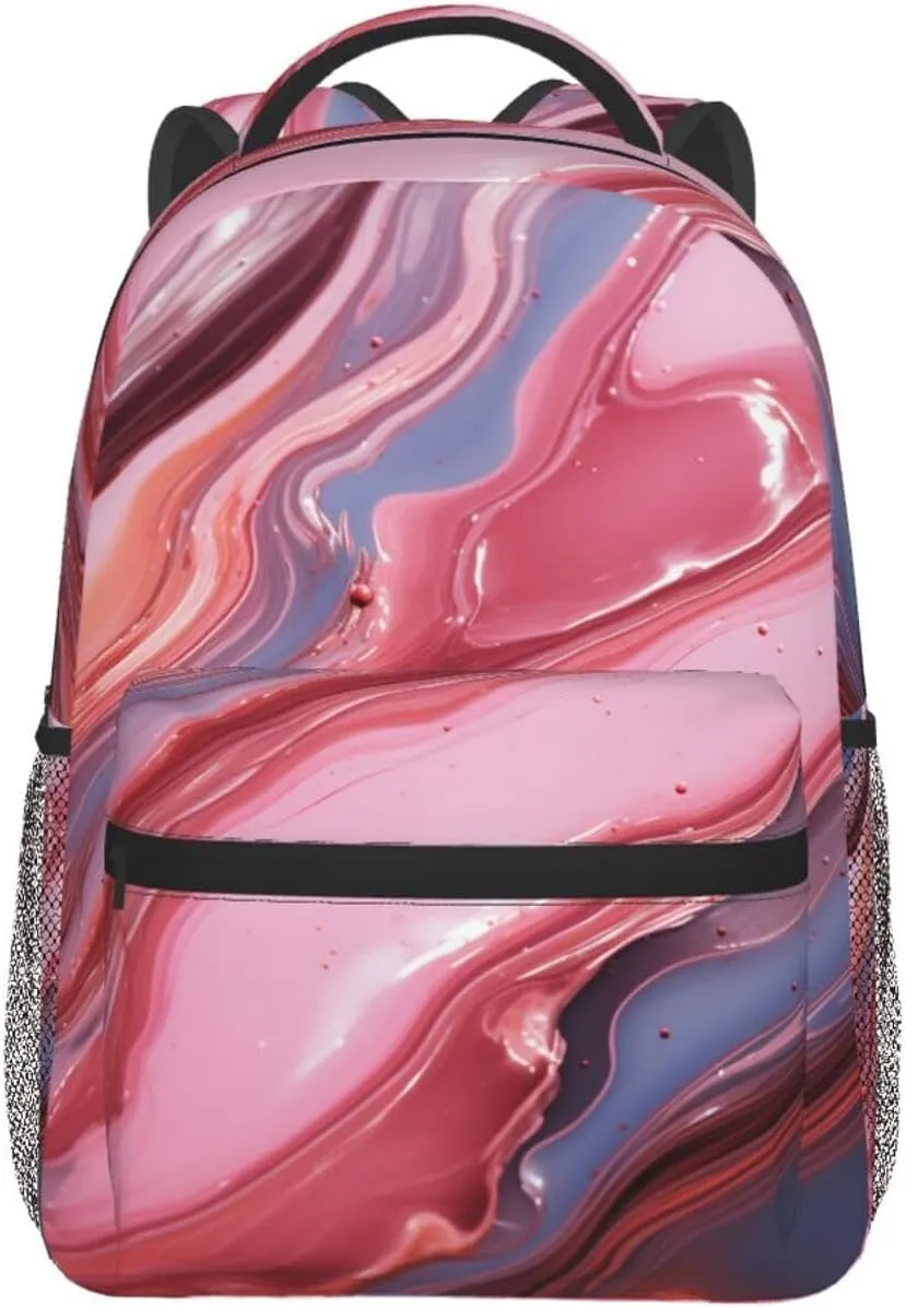 Laptop Backpack Lightweight Daypack for Men Women Abstract pink marble Backpack Laptop Bag for Travel Hiking