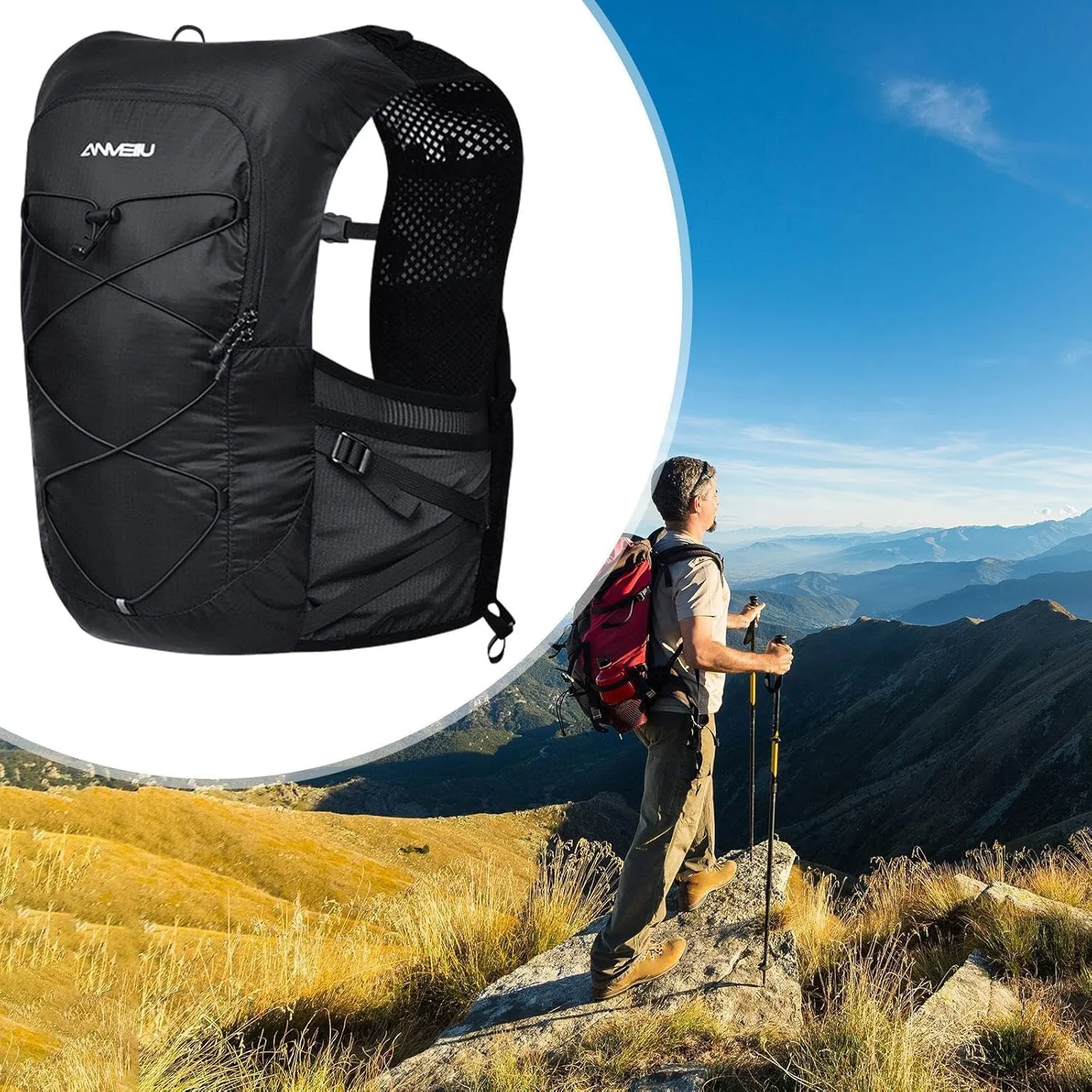 Large Capacity Running Backpack, Breathable Cycling Hiking Bag for Outdoor Adventures, Lightweight and Waterproof, Adjustable Chest Buckle, Perfect for Men & Women
