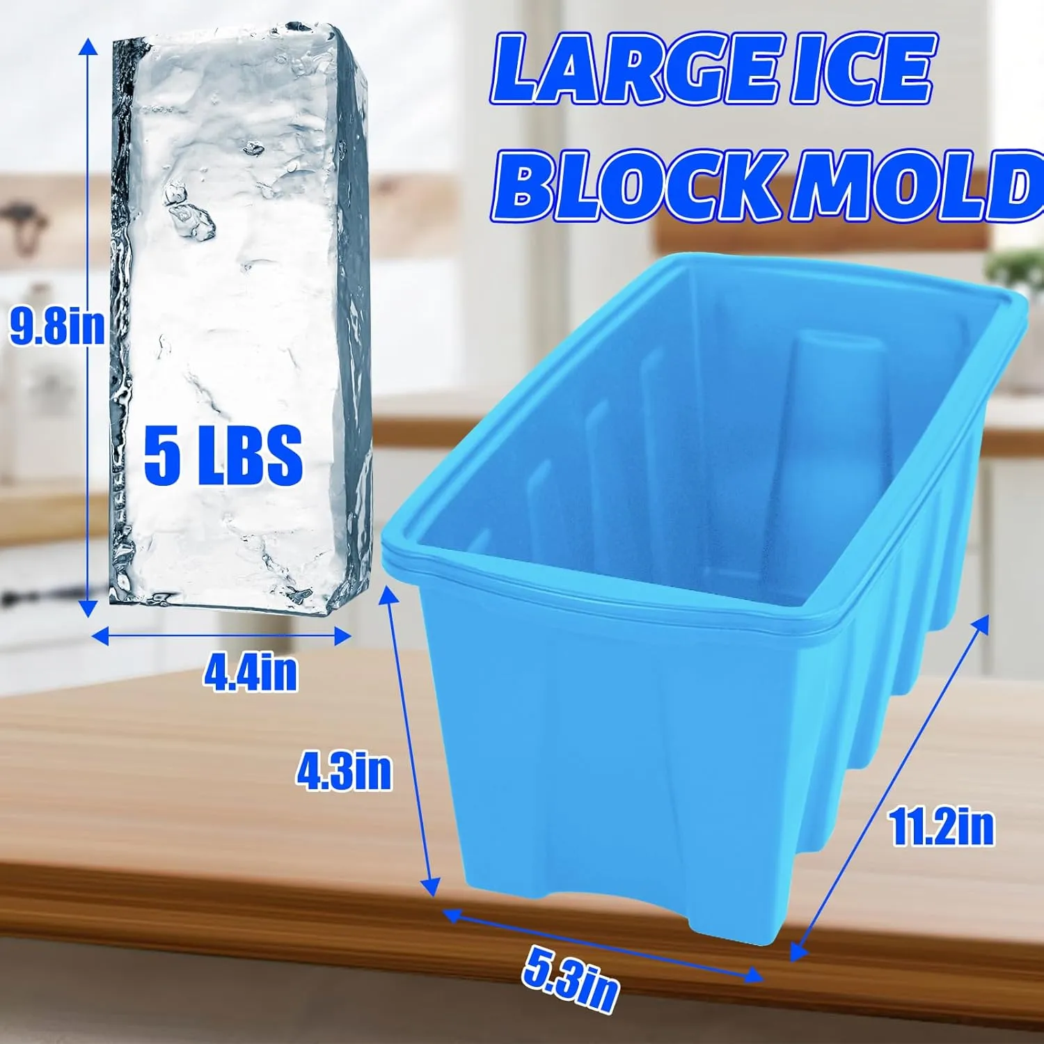 Large Ice Molds for Ice Bath,Reusable Ice Block Molds for Cold Plunge Tub,Silicone Molds with Double Thickened Edge and Reinforced Steel,Durable and Deformity-proof in Freezing (Blue, 2 Pack)