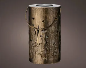 Large Metal Solar Lantern - Gold