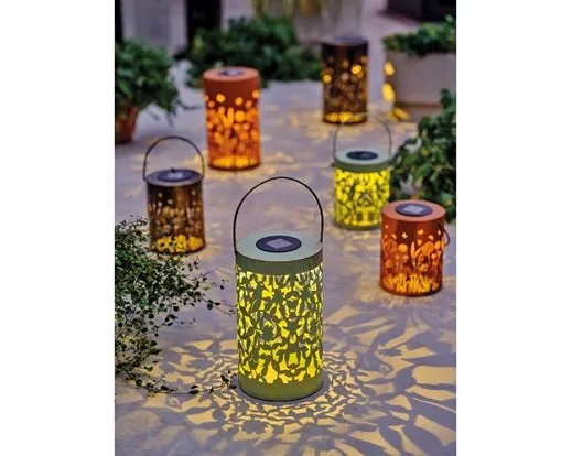 Large Metal Solar Lantern - Gold